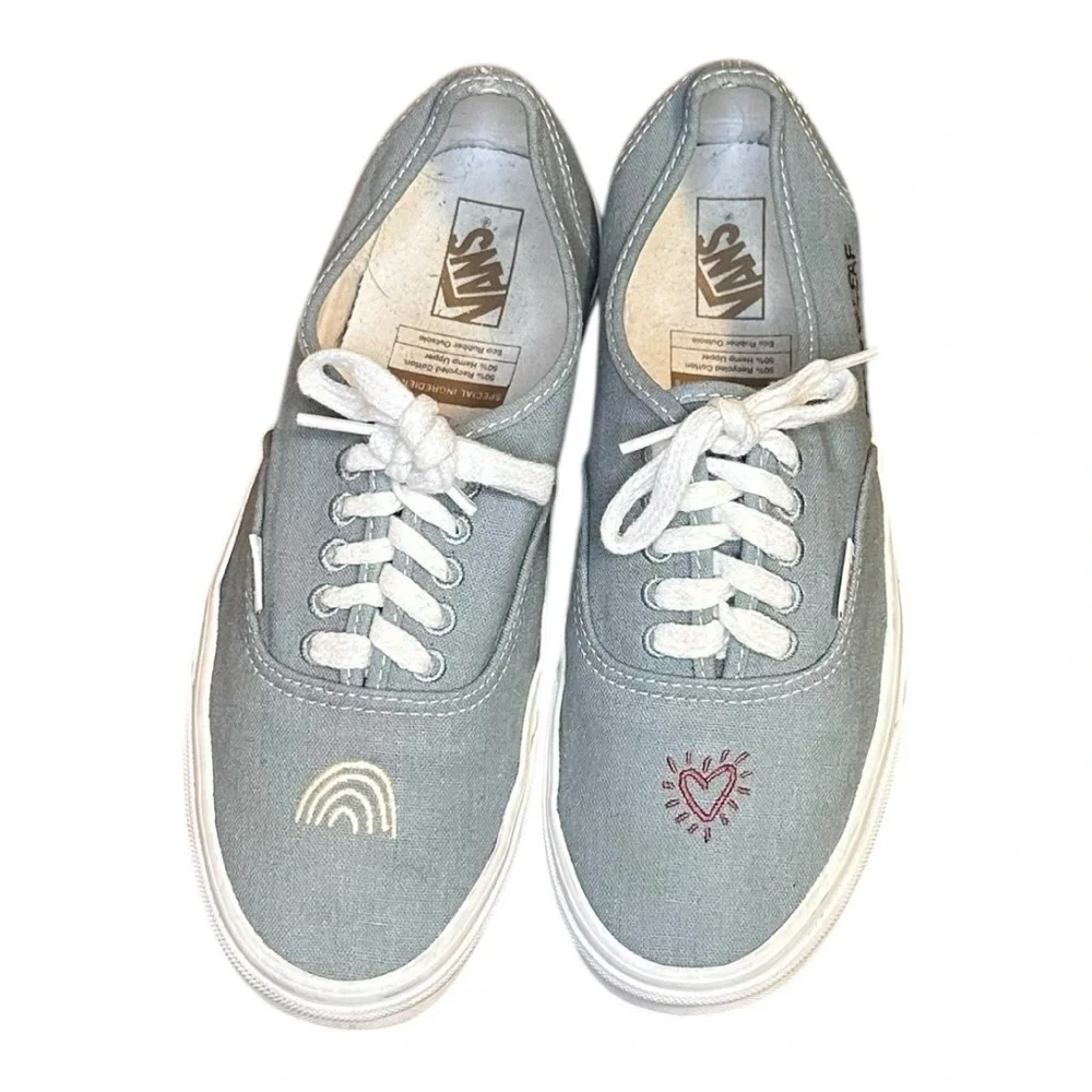 Vans‎ Authentic Peace Leaf Slate Blue Hemp Embroidered Sneakers Mens 7.5 Wmns 9